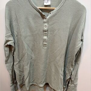Aerie Sage Waffle Knit Top